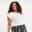 T-shirt &eacute;paules effet macram&eacute; blanc femme grande taille