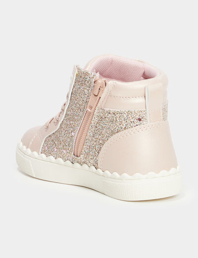 Baskets montantes pailletées Creeks rose clair fille