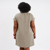 Robe droite genou col tunisien vert kaki femme grande taille
