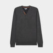 Pull col tunisien manches longues gris foncé homme