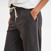 Pantalon fluide élastiqué bandes côtés gris foncé femme