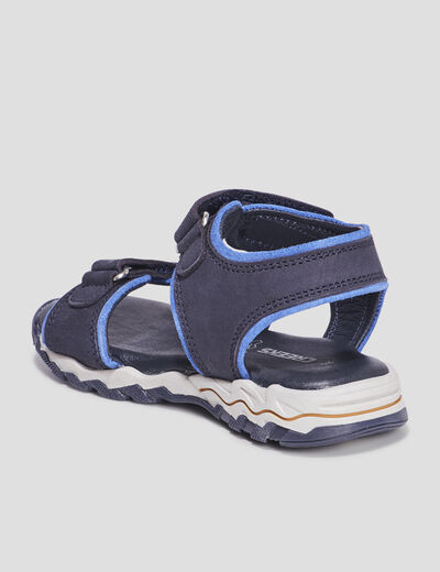 Sandales à scratchs en cuir Creeks Polis bleu marine garçon