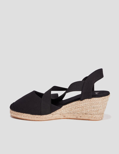 Sandales espadrilles compensées noir femme