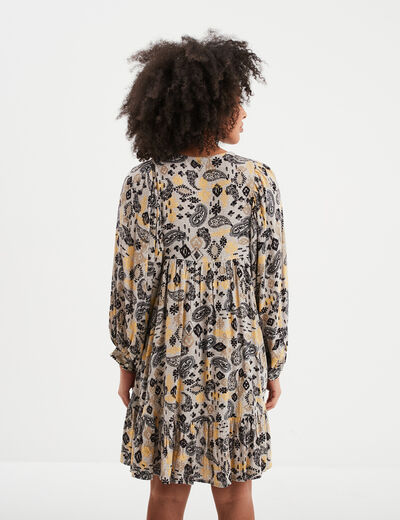 Robe évasée manches ballons Liberto ecru femme