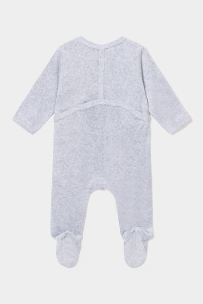 Dors-bien velours manches longues gris clair mixte