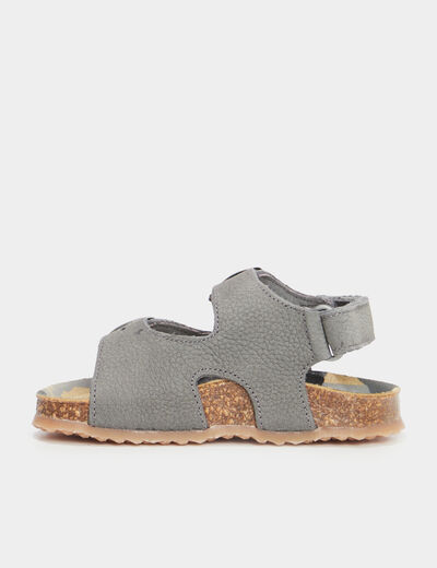 Sandales cuir boucles et scratchs Creeks gris b&eacute;b&eacute; gar&ccedil;on