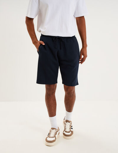 Short jogging molleton droit bleu marine homme