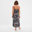 Robe midi à bretelles taille élastiquée noir femme