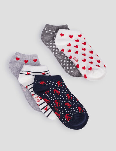 Lot 5 paires socquettes multicolore femme