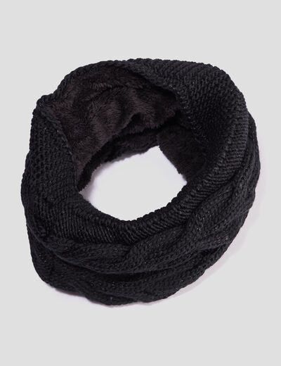 Snood avec torsades noir femme
