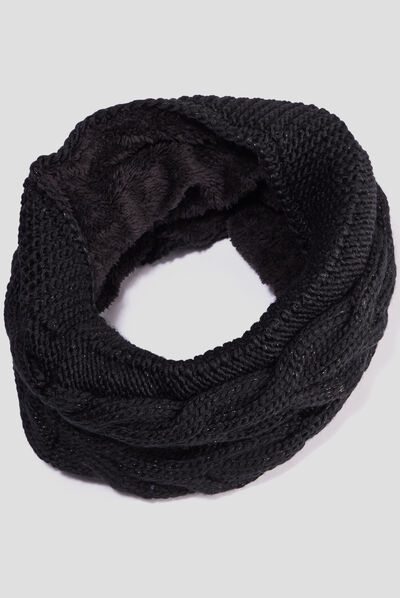 Snood avec torsades noir femme
