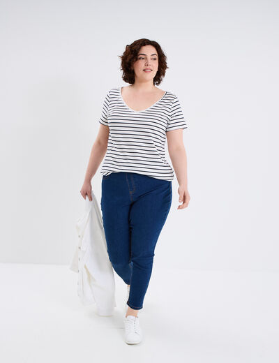 Jegging avec passants taille haute denim stone femme grande taille