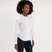 Chemise cintr&eacute;e manches longues blanc femme