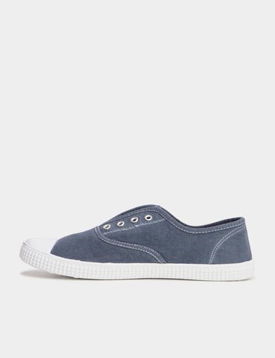 Tennis basses en toile enfilage facile bleu marine femme