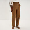 Pantalon ballon taille haute beige femme