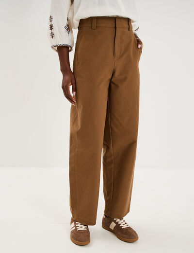 Pantalon ballon taille haute beige femme