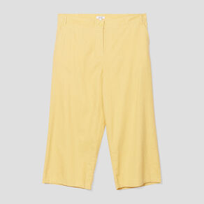 Pantacourt regular en lin majoritaire jaune clair femme grande taille