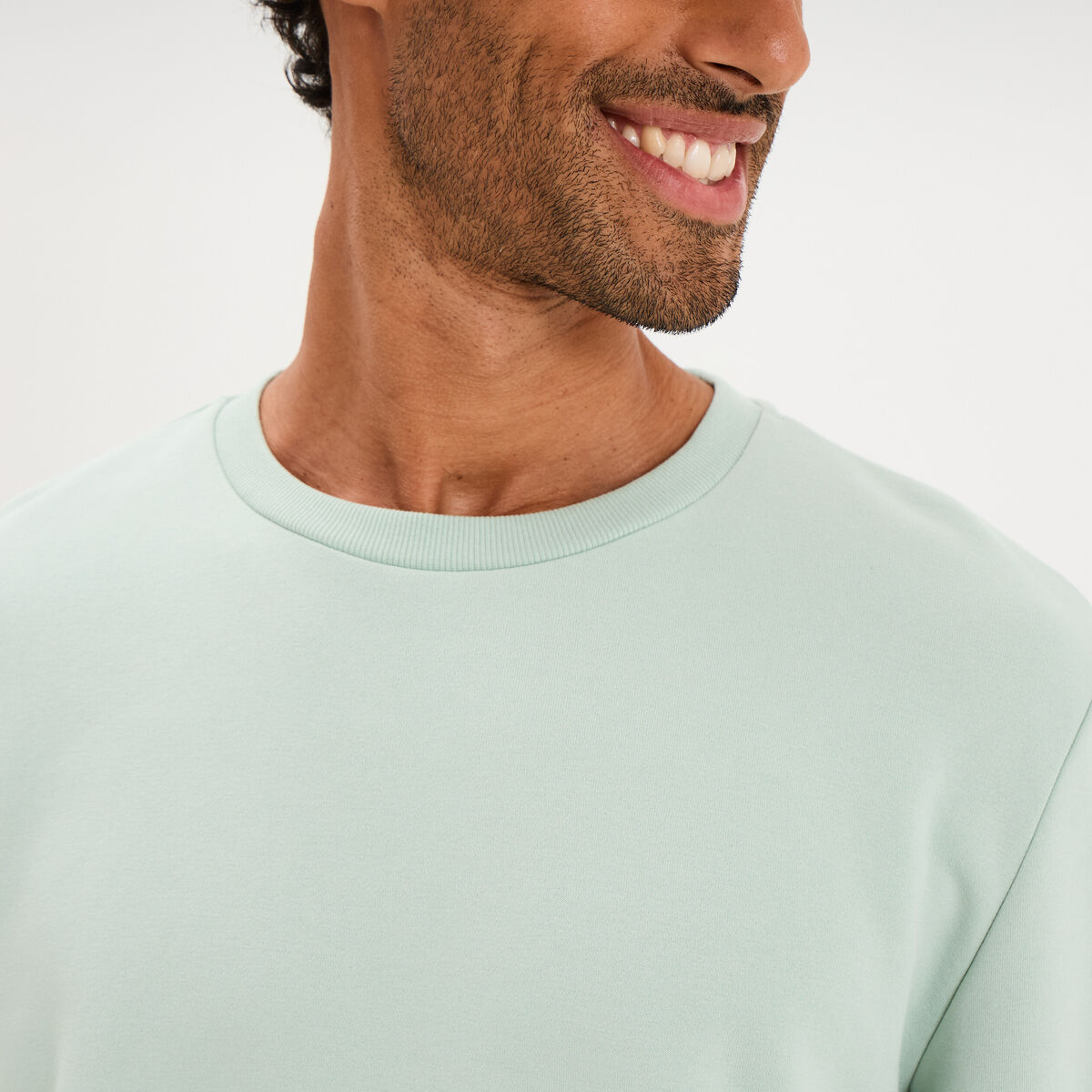 Sweat molleton col rond vert pastel homme