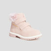 Bottines à scratchs fausse fourrure rose fille