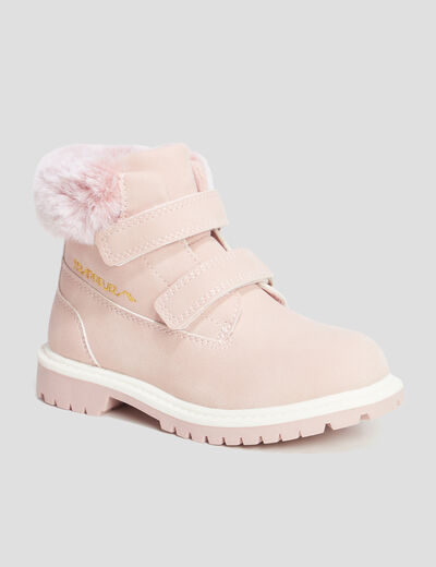 Bottines à scratchs fausse fourrure rose fille