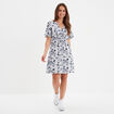 Robe col en V taille smockée Creeks ecru femme