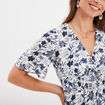 Robe col en V taille smockée Creeks ecru femme