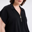 Blouse effet satin manches courtes noir femme grande taille