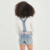 Salopette short ceinturée en jean denim double stone fille