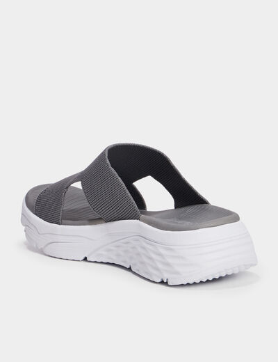 Mules compensées Confortissimo Flyknit gris femme