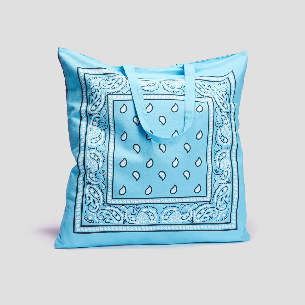 Sac cabas carré bleu turquoise femme