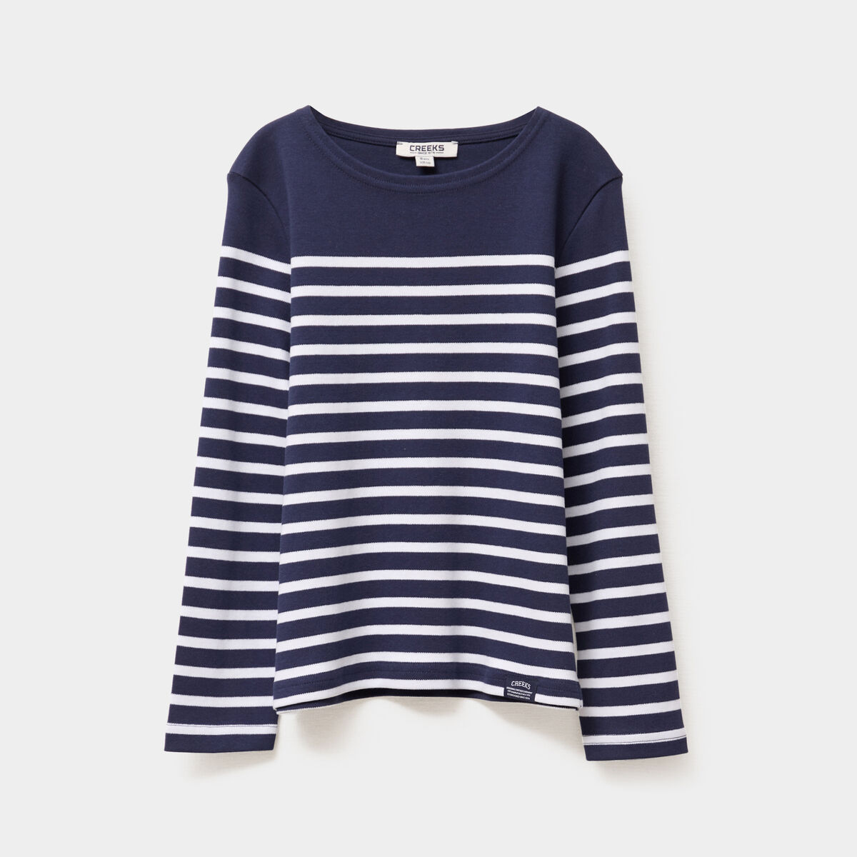 T-shirt manches longues col rond coton bleu marine fille