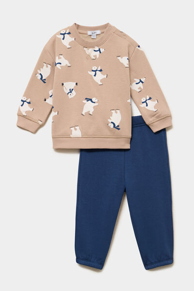 Ensemble 2 pi&egrave;ces sweat et pantalon sable b&eacute;b&eacute; gar&ccedil;on