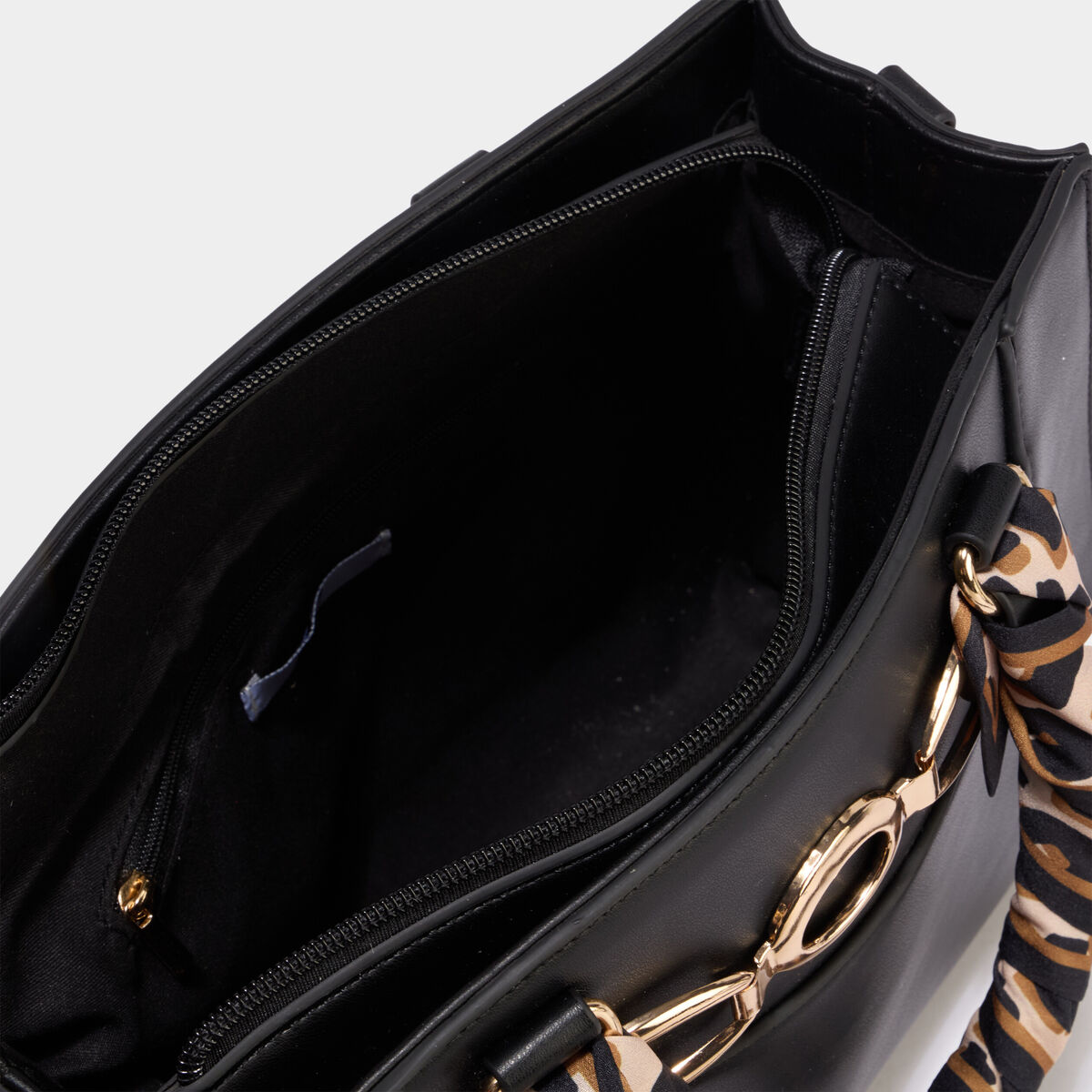 Sac &agrave; main d&eacute;tail foulard noir femme