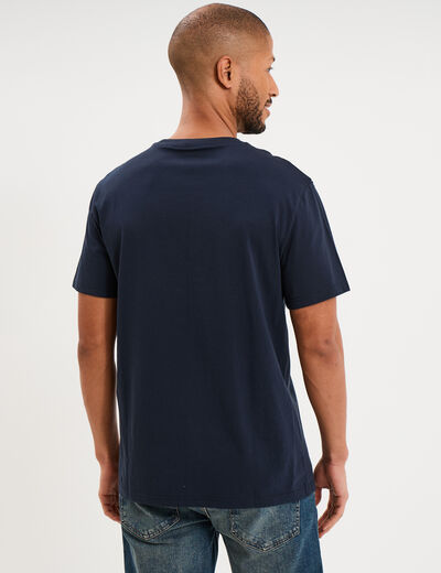 T-shirt manches courtes coton bleu marine homme