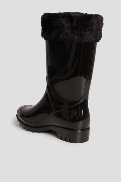 Bottes de pluie fourrées noir femme