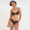 Tanga micro dentelle marron femme