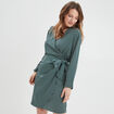 Robe col cache-coeur avec noeud bleu marine femme
