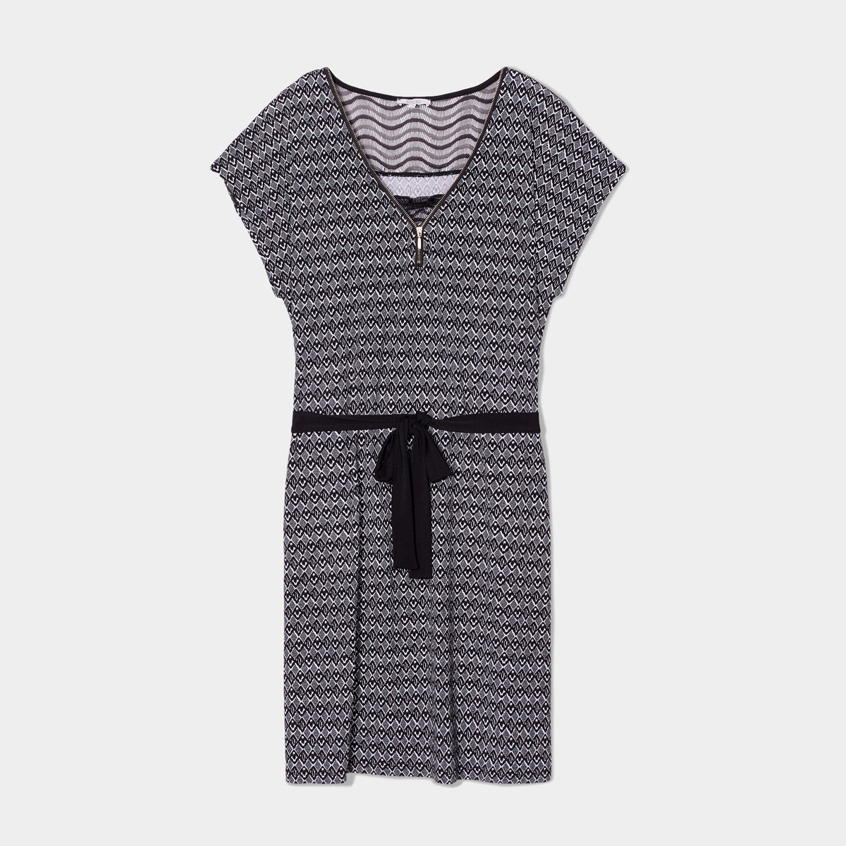 Robe droite ceinturée ecru femme grande taille