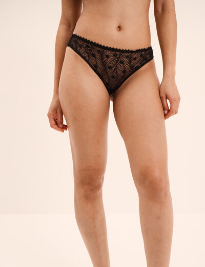 Tanga dentelle noir femme