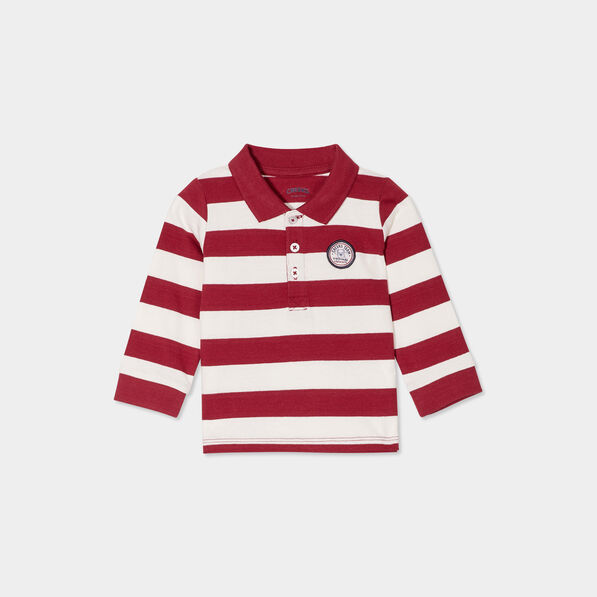 polo manches longues coton creeks rouge fonce bebeg Polo manches longues coton Creeks rouge foncé bébé garçon