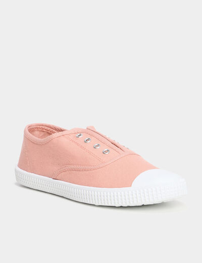 Tennis basses en toile à enfiler rose clair femme