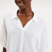 Blouse col chemise oversize coton blanc femme