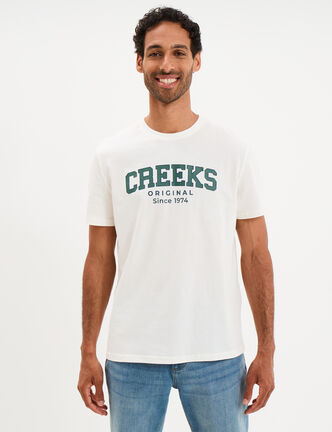 T-shirt droit manches courtes coton blanc homme