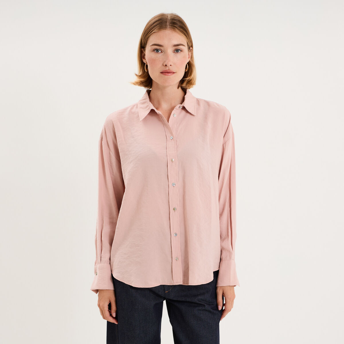 Chemise fluide manches longues oversize parme femme