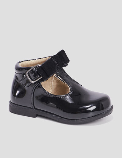 Babies vernies avec noeuds noir bébé fille
