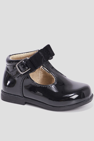 Babies vernies avec noeuds noir bébé fille