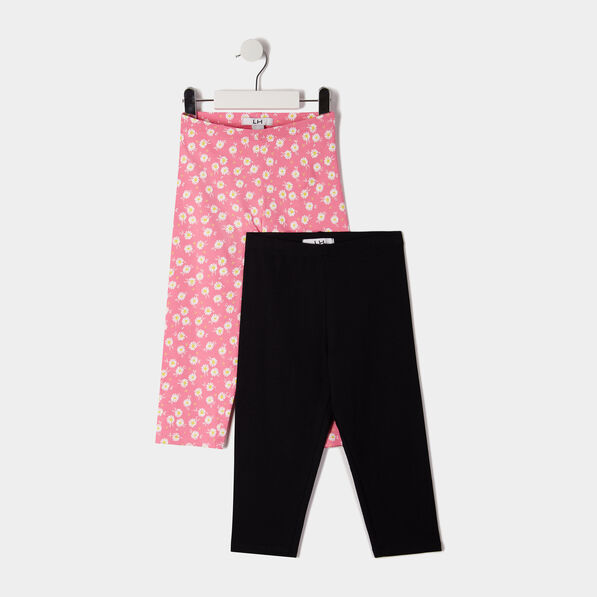 lot 2 leggings elastiques 78eme rose fille Lot 2 leggings élastiqués 7/8ème rose fille