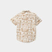 Chemise droite manches courtes coton sable gar&ccedil;on