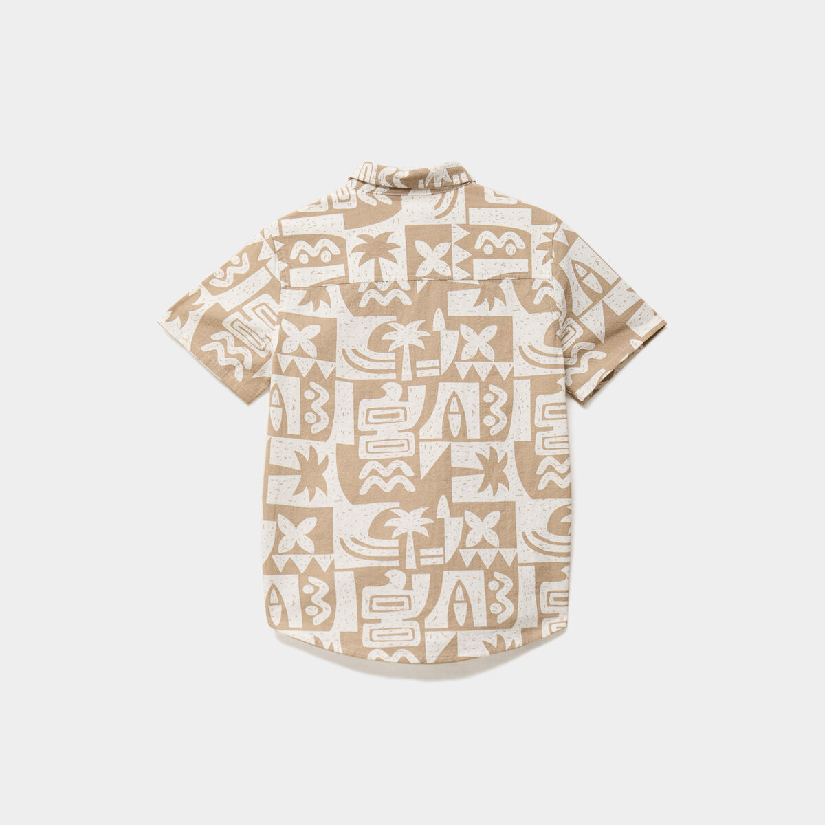 Chemise droite manches courtes coton sable gar&ccedil;on