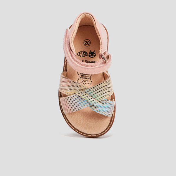 sandales en cuir rose bebef Sandales en cuir rose bébé fille